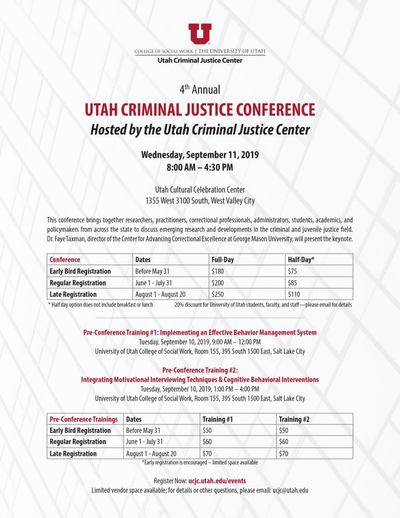 You’re invited Utah Criminal Justice Conference theU