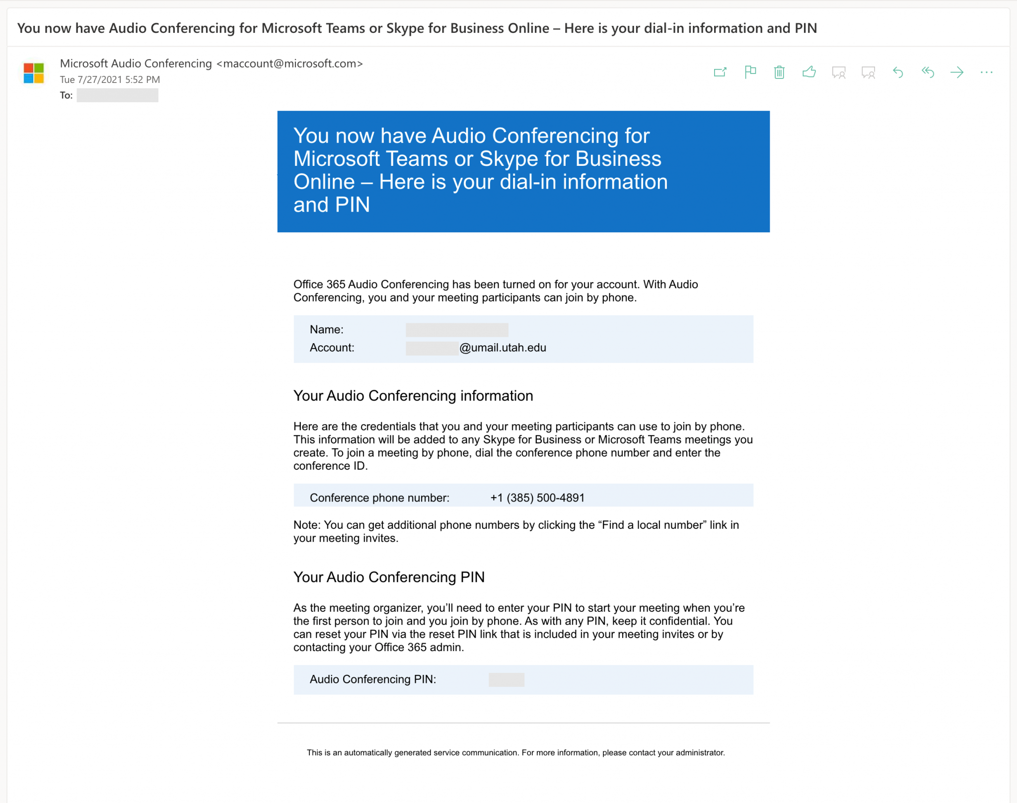 Dialin audio conferencing for Microsoft Teams available starting Aug