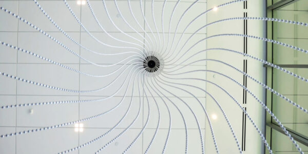 Kinetic art adorns L. S. Skaggs Building