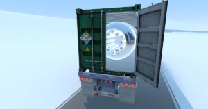 Diagram of a truck with a reactor in its haul.